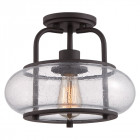 Plafonnier trilogy, bronze antique et verre, 1 ampoule
