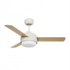 Plafonnier-ventilateur klar, en acier, verre et mdf, blanc ancien
