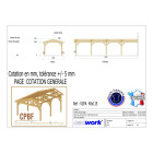 Abri deux pentes adosse, 400cmx1150cm, bois douglas francais, carport, auvent, abri voiture, cpbf-v2pa400x1150