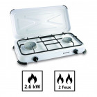 Plaque de cuisson gaz portable 2 feux - 2600 w - blanc laqué