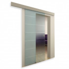 Porte coulissante en verre à galandage       dépoli-opaque