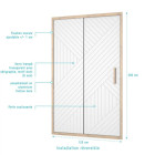 Porte de douche 120x200 coulissante HINATA - Style Japandi géométrique Aurlane - FAC1063
