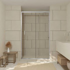 Porte de douche coulissante 120x200 cm - Verre transparent - Profilé chrome - CHROMED CRUSH Aurlane - FAC769