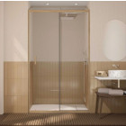 Porte de douche coulissante 120x200cm - Profilés aluminium effet Bois - Verre 6mm - WOOD CRUSH Aurlane - FAC1074