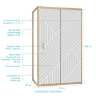 Porte de douche coulissante avec retour 120x80x200cm Style Japandi Géométrique - Cadre Effet Bois - HINATA Aurlane - PACF498
