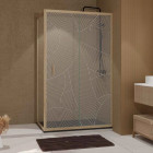 Porte de douche coulissante avec retour 120x90x200cm - Style Japandi arrondi cadre effet bois - HINATA Aurlane - PACF501