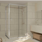 Porte de douche coulissante et retour 120x80x200cm - Profilés Chrome - Verre trempé 6mm - CHROMED CRUSH Aurlane - PACF492