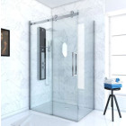 Porte de douche coulissante + retour 140x80cm - RAILROAD CHROMED 140 FRONT-80 Aurlane - FAC632