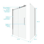 Porte de douche coulissante + retour 140x80cm - RAILROAD CHROMED 140 FRONT-80 Aurlane - FAC632
