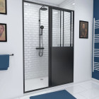Porte de douche coulissante type Atelier 140x200cm - Profilés Noir Mat - WORKSHOP SLIDE Aurlane - FAC353