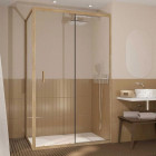 Porte de douche pivotante et retour 120x90x200cm - Profilés alu effet bois - Verre trempé 6mm - WOOD CRUSH Aurlane - PACF504