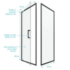 Porte de douche pivotante et retour 80x80x200 - Profilés noir mat - CRUSH PIVOTANTE Aurlane - FAC624