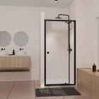 Porte de douche pivotante Noir 80-90x185cm - Extensible de 78 à 90 cm - BLACK SLIDE 70 80 Aurlane - FAC1132