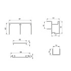 Kit de quincaillerie pour Placard 81 2 portes coulissantes à fermeture souple, profil profond, épaisseur 18mm, panneaux non inclus, Anodisé mat