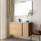 Meuble de salle de bain 80 cm vasque déportée - 2 tiroirs - prado - roble (chêne clair)