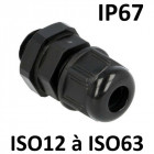 Presse étoupes noir iso ip67 + contre écrou m12 - ø 3 -6,5mm - perçage 12,5mm