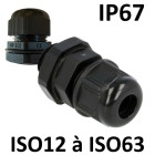 Presse étoupes noir iso ip67 + contre écrou m32 - ø de câble 18 - 25mm