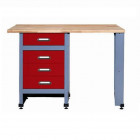 Etabli 4 tiroirs et 1 emplacement  l:1,20 m rouge 12532