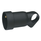 Prolongateur plastique 2p+t 16a à anneau avec étiquette avec gencod noir (050108)