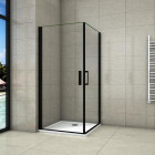 Cabine de douche porte de douche pivotante noir en 8mm verre anticalcaire