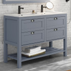 Meuble de salle de bain 120 cm double vasque - pin massif - 2 tiroirs - sans miroir - pyla - bleu