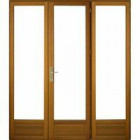 Porte fenêtre 3 vantaux en bois exotique hauteur 215 x largeur 180 (cotes tableau)