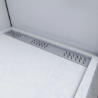 Receveur en acrylique Blanc effet pierre 80x100x4 cm - Grille linéaire chrome – MOON Aurlane - FAC610