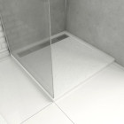 Receveur en acrylique Blanc Effet Pierre 90x90x4 cm - Grille Linéaire Chrome - MOON Aurlane - FAC609