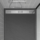 Receveur en acrylique Gris Effet Pierre 90x90x4 cm - Grille Linéaire Chrome - METEORA Aurlane - FAC391