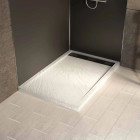 Receveur en acrylique MOON Blanc effet pierre 80x120x4 cm grille linéaire Noire Aurlane - FAC1022