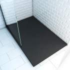 Receveur à poser en matériaux composite SMC - Finition ardoise noire - 80x120cm - ROCK 2 BLACK 80 Aurlane - FAC199