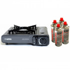 Rechaud gaz 2.2 kw portable piezo + 2 cartouches gaz à baillonnette. Rechaud camping gaz butane propane