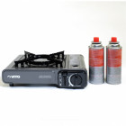 Rechaud gaz portable piezo + 2 cartouches gaz à baillonnette. Rechaud camping gaz butane propane