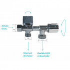 Robinet d arrêt wc 3 voies horizontal laiton spécial douchette wc bidet