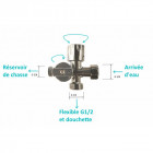 Robinet d arrêt wc 3 voies vertical laiton spécial douchette wc bidet