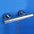 Robinet de douche thermostatique ronde à deux poignées chromé avec valve de douche