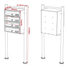 Bloc 4 boites aux lettres sur pieds 4 entrées acier galvanisé blanc