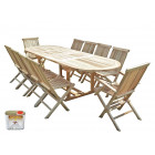 Salon de jardin en teck henua 8 chaises 2 fauteuils - bundle huile