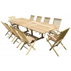 Ensemble de jardin en teck premium kirang 8 chaises 2 fauteuils jenae