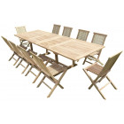 Ensemble de jardin en teck premium kirang 10 chaises jenae