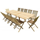 Ensemble de jardin en teck premium kirang 12 chaises jenae