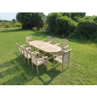 Ensemble salon de jardin en teck mahui 8 fauteuils empilables