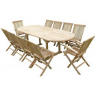 Ensemble de jardin en teck premium milana 8 chaises 2 fauteuils jenae