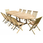 Ensemble de jardin en teck premium nayan 8 chaises 2 fauteuils jenae