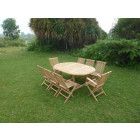 Ensemble de jardin en teck premium sawah 6 chaises 2 fauteuils jenae