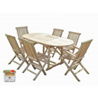 Ensemble salon de jardin en teck solo 4 chaises 2 fauteuils - bundle huile