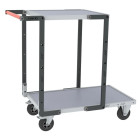 Servante montée FLAT-PACK™ 2 plateaux mélaminé 1 plateau 850 x 500 mm et 1 plateau 550 x 500 mm roues CC 250 kg - 886721111