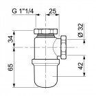 Siphon de lavabo en laiton nickelé mat non réglable - sl220c