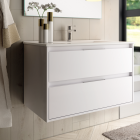 Meuble de salle de bain 100cm simple vasque - 3 tiroirs - sans miroir - iris - blanc