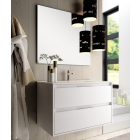 Meuble de salle de bain 100cm simple vasque - 2 tiroirs - iris - blanc